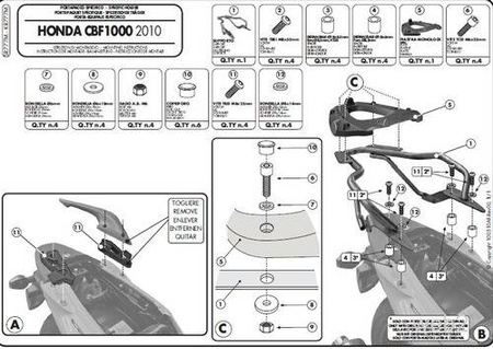Stelaż Kufra Centralnego Honda Cbf 1000/St (10-14) ( Z Płytą Monolock