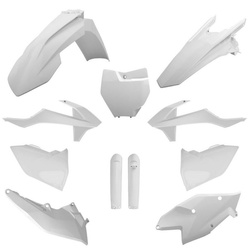 KOMPLET PLASTIKÓW (FULL KIT) KTM SX/SX-F/XC-F '16-'18 W ZESTAWIE TABLICA PRZEDNIA (8664900002) I OSŁONY AMORTYZATORÓW (8398600002) KOLOR BIAŁY