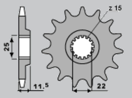 Zębatka przednia 1252 15 (190215jt) ktm lc 4 '88-'09