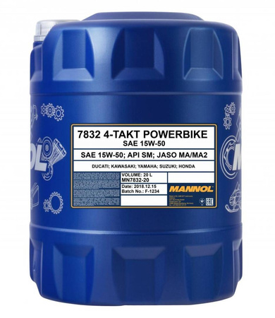 Mannol olej silnikowy 4t motorbike 15w50 20l ester + ma2 semisyntetyk (7832)