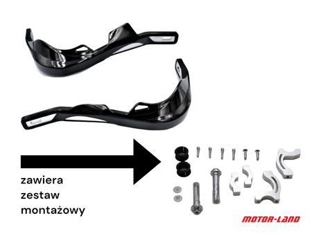 HANDBARY - CZARNE WZMOCNIONE OSŁONY RĄK, DŁONI ENDURO CROSS QUAD- ATV