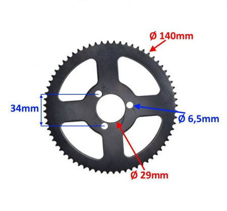 Zębatka tylna 68Z 140 (25H) do mini Pocket ATV