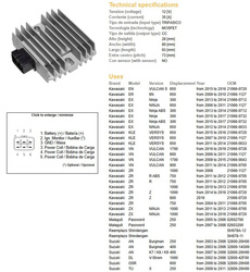 Dze regulator napięcia kawasaki er 6/kle 650/ z 750 /z 1000, yamaha t-max 500, xvs 1100 v-star, yzf r6, suzuki dl 1000v '02-06, burgman 125/250/400 (esr444;esr161)