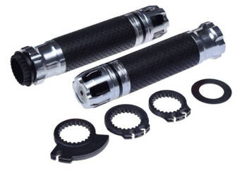 Manetki motocyklowe srebrne na kierownicę 22 mm