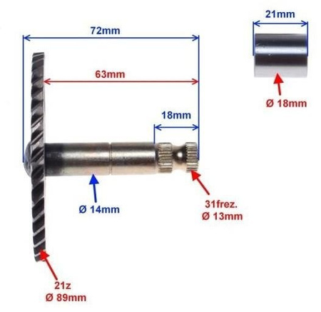 Półksiężyc kopniaka skuter 4T 21Z 139Qmb 63,0 mm