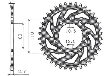 Zębatka tylna 334 43 honda cbr 600f '87-'90, vf 1000f '84-'87 (jtr1334.43) (łańc. 530) (33443jt)
