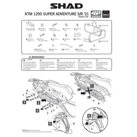 Stelaż do kufrów bocznych Shad 4P Terra do KTM 1290 SA