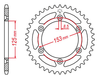 Zębatka tylna aluminiowa kolor srebny 289 50 honda cr/crf (jtr210.50)