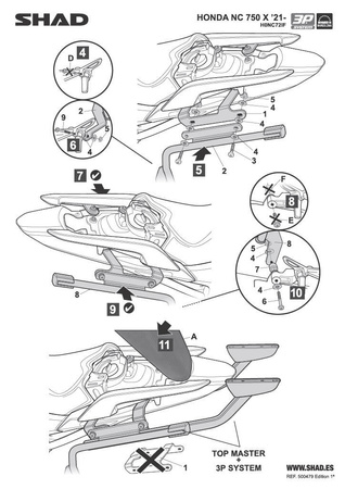 Stelaż do kufrów bocznych Shad 3P do Honda NC750X