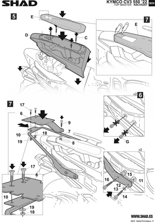 Stelaż tylnego kufra Shad do Kymco CV3 550