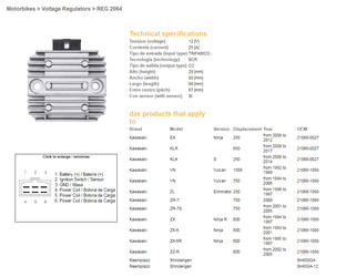 Dze regulator napięcia kawasaki vn/zl/zzr 600/zx 6r 95-97 (rgu-404,esr260) (21066-1089, 21066-027) (sh650ga, sh650a-12)