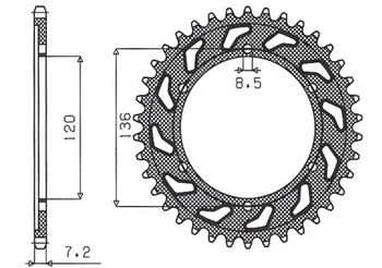 Zębatka tylna 4324 57 yamaha tdr 125 '93-'99 (jtr1847.57) (łańc. 428) (432457jt)