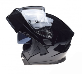Kask motocyklowy szczękowy z blendą czarny