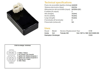 Dze moduł zapłonu cdi honda xl 600 v transalp (87-88) (30410-mm9-008)