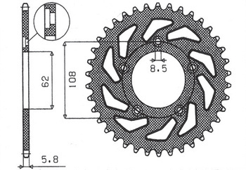 Zębatka tylna 714 40 aprilia rs 125 '93-'05, tuareg wind 125 '89-'00 (jtr701.40) (łańc. 520) (71440jt)