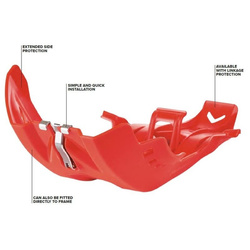 OSŁONA SILNIKA FORTRESS SKID PLATE Z OSŁONĄ PRO-LINK KTM SX-F 250/350 '16-22'; SXF 450 '19-22'; HUSQVARNA FC 250/350 '16-22' FE 250/350 '17-23', FE 450 '20-'23; FC 450 '10-'22; GAS GAS MC-F/EF-C 250/300 '21-23' KOLOR CZERWONY