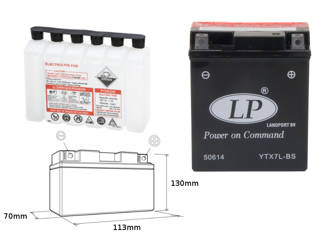 Landport akumulator ytx7l-bs 12v 6ah 113x70x130 (gtx7lbs) bezobsługowy - elektrolit osobno (6) ue2019/1148