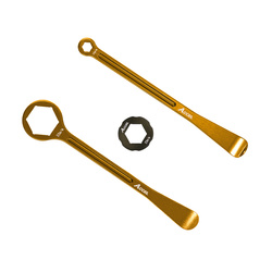 KOMPLET ŁYŻEK DO OPON ALU KUTE Z KLUCZAMI OCZKOWYMI 32, 22, 12, 10 MM KOLOR ZŁOTY