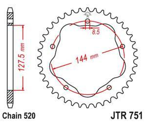 zębatka tylna 4320m 40 aluminiowa (ergal) ducati monster 800 s2r '05-'07, hypermotard 950 '19-'23, biposto 748/s '95-'03 (łańc. 520) (streetfighter/evo 848 '08-'15 konwersja na łańc. 520) (potrzebny adapter jta750b)