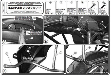 stelaż kufrów bocznych monokey kawasaki versys 650 (06-09) - również pod kufry monokey retro-fit k-venture alu oraz k'mission alu