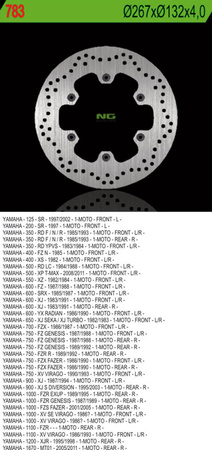 Tarcza hamulcowa przód/tył yamaha xj 600/900, xjr1300, mt01, xv 750/1100 (267x132x4)