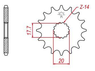 Zębatka przednia 577 16 yamaha yz 85 '02-'21 (+2) dt 125r/x '90-'06, tzr 125 '93-'99 (jtf558.16)