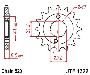 ZĘBATKA 2071 13 PRZEDNIA HONDA XR 400 '96-'04 (JTF1322.13)