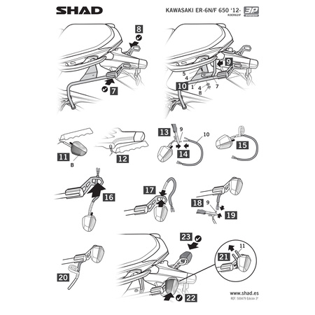 Stelaż do kufrów bocznych Shad 3P do Kawasaki ER6 N/6F