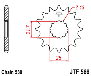 zębatka przednia 566 15 z gumą (56615jtrb) (łańc. 530) - może być zastąpiona przez 51315jt (jtf513.15) oraz 51915jt (jtf519.15)