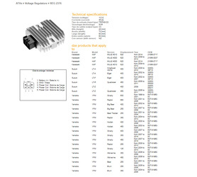 Dze regulator napięcia yamaha yfm 125/250/350/400/450/600/660, yfz 350/450/660/700, suzuki ltr450 (35a) (5gt-81960-00) (esr441) (32800-05g11)