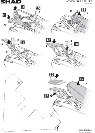 Stelaż kufra tylnego Shad do Kymco Like 125 ( 17-18 )