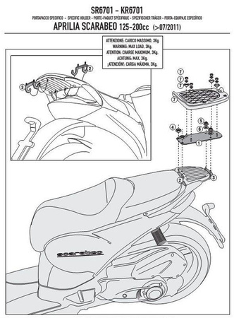 stelaż kufra centralnego aprilia scarabeo 125/200 (11-15) ( bez płyty )