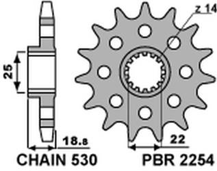 Zębatka przednia 2254 15 18nc ducati 1200 multistrada 10-13 (łańc. 530)