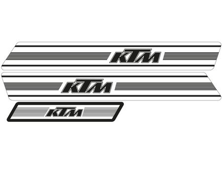Komplet naklejek (oklein) ktm g'74-'76, replica oem ktm, białe tło