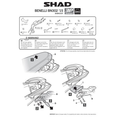 Stelaż do kufrów bocznych Shad 3P do Benelli BN302