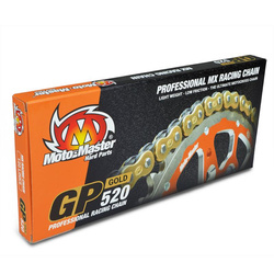 Łańcuch  gp-520g mx professional motocross racing chain bez oringów kolor złoty (120 ogniw, zapinka w zestawie)