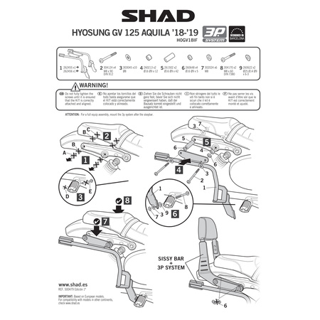 Stelaż do kufrów bocznych Shad 3P do Hyosung GV125