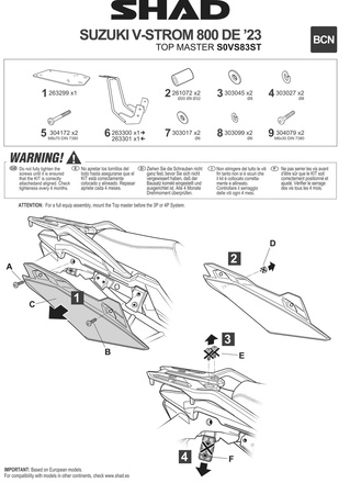 Stelaż kufra tył Shad do Suzuki V-Storm 800 DE
