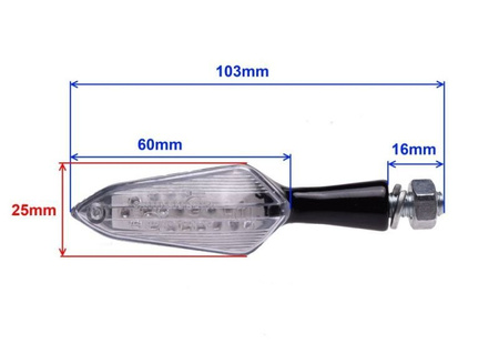 Kierunkowskaz czarny led motocyklowy Długi E8