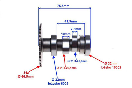 Wałek rozrządu 125 GY6 4T