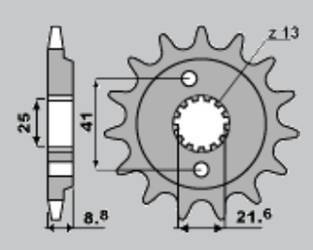 Zębatka przednia 350 13 honda xr 600r '91-'00, polaris 500 (jtf1309.14)