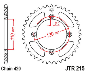Zębatka tylna 4306 50 aluminiowa racelite honda cr 80/85 (430650jta) (łańc. 420) kolor czerwony