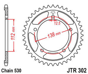 Zębatka tylna 408 43 honda cbr 600f '91-'96, cbf 1000 '06-'10 (sc58) (40843jtzbk) (łańc. 530) kolor czarny