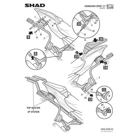 Stelaż do kufrów bocznych Shad 3P do Kawasaki Z900