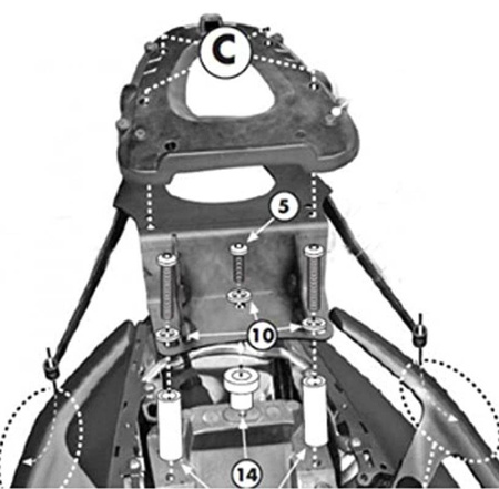 stelaż kufra centralnego yamaha t-max 500 (08-11), t-max 530 (12-15) ( z płytą monolock )