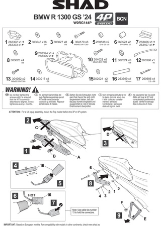 Stelaż kufra bocznego 4P Shad Terra do Bmw R1300GS