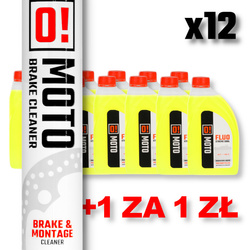 OMOTO ZESTAW 12 SZTUK PŁYN DO CHŁODNIC 1L O! FLUO XTREME COOL + OMOTO SPRAY ZMYWADO HAMULCÓW 750ML O! BRAKE CLEANER AND MONTAGE CLEANER