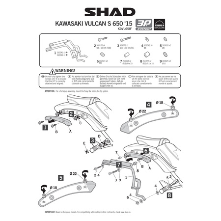 Stelaż do kufrów bocznych Shad 3P do Kawasaki Vulcan S