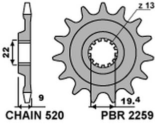 Zębatka przednia 2259 13 18nc (2292 13) suzuki rmz 250 13-16 (jtf1442.13) (łańc. 520)