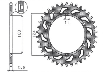 Zębatka tylna 1027 43 ducati monster 695 '08, monster 800 '03-'04 (jtr735.43) (łańc. 520) (102743jt)